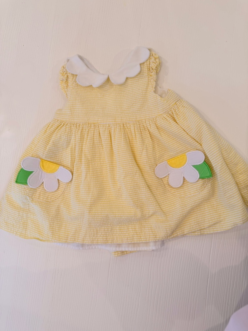 Florence Eiseman Yellow Daisy Appliqué Dress with White Collar